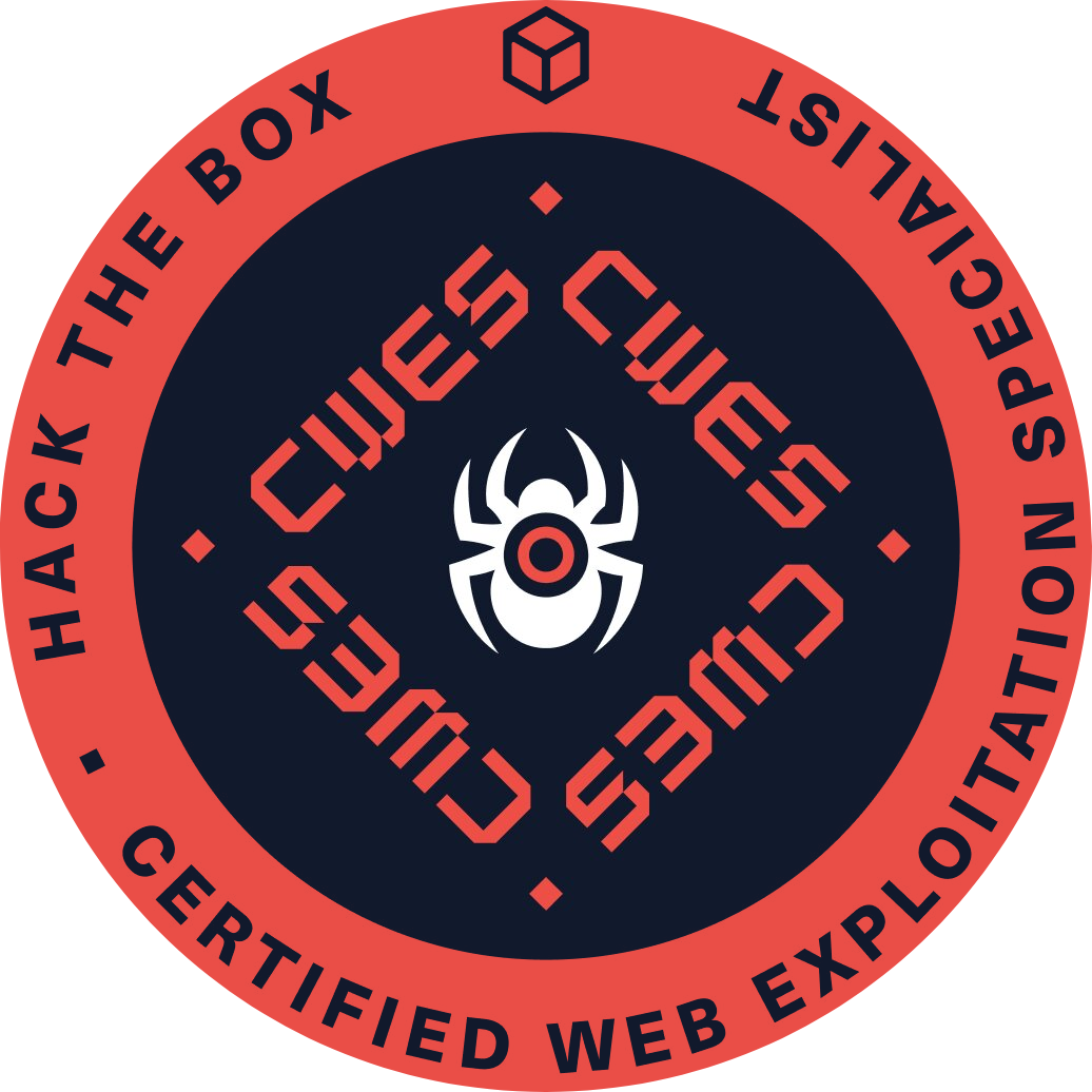 CWES badge, Hack The Box Certified Web Exploitation Specialist